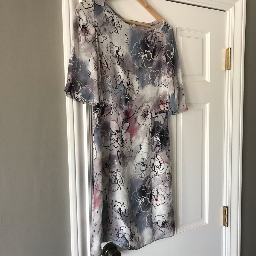Silk REISS Fitted Dress with overlay